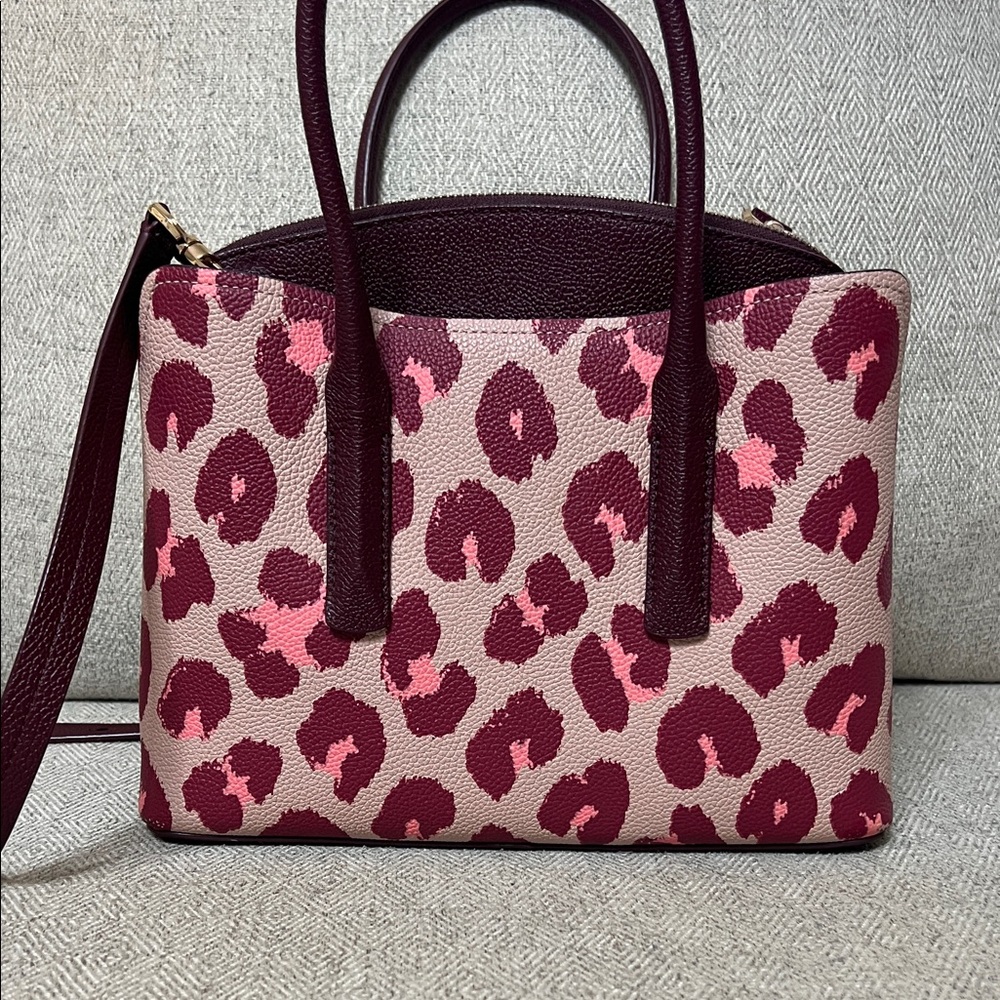 Kate Spade Burgundy and Pink Animal Print Satchel - Picture 3 of 5
